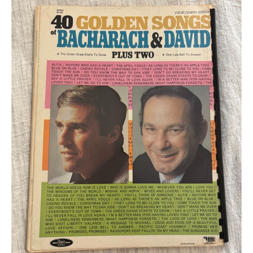 40 Golden Songs of Bacharach & David (Plus Two) Piano Vocal Song Book